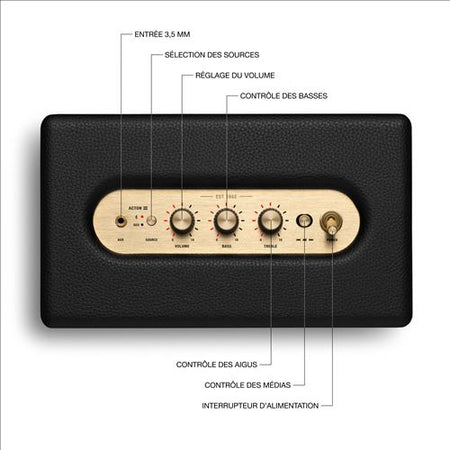 Enceinte Bluetooth Marshall Acton III – 60 W – Stéréo – Jack 3,5 mm – Noir