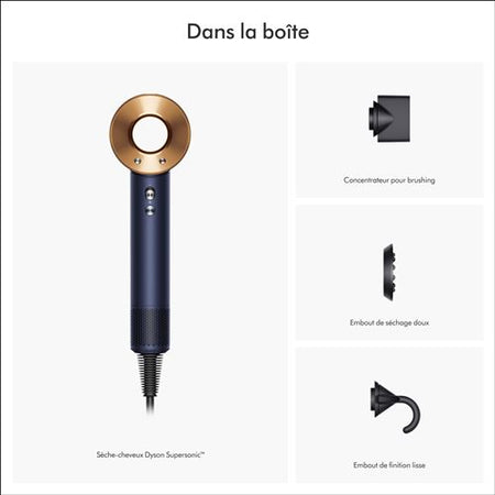 Dyson Supersonic Sèche-cheveux ionique V9 1600W séchage rapide embouts magnétiques cheveux raides à ondulés bleu cuivre